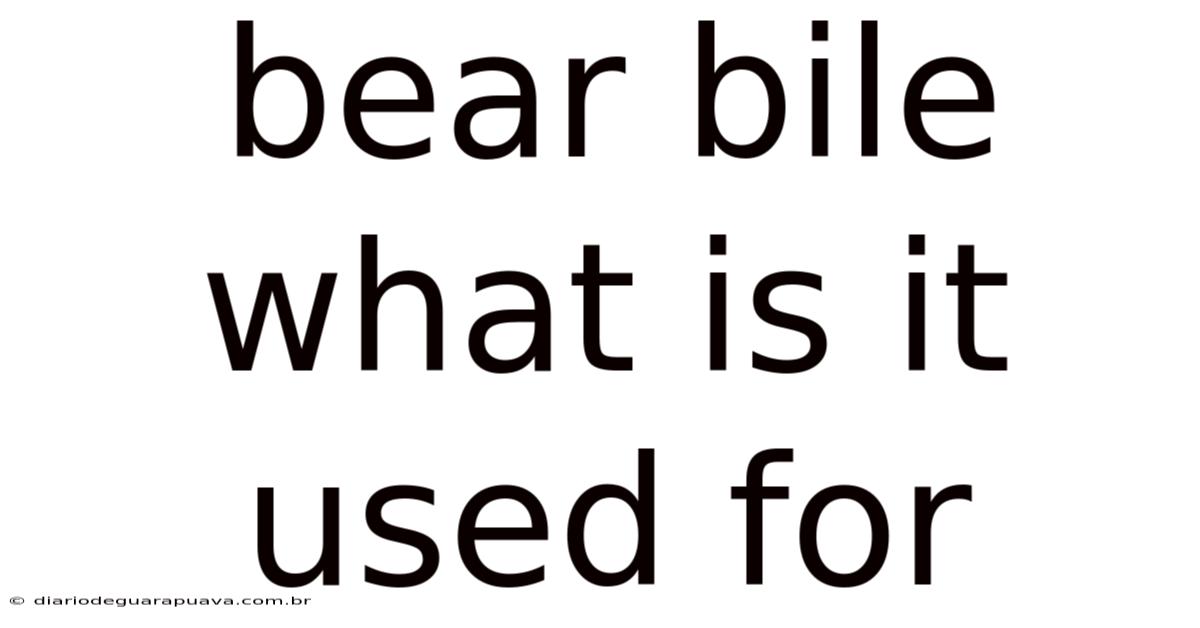 Bear Bile What Is It Used For