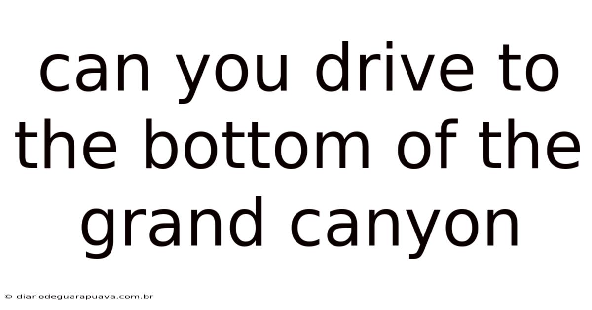 Can You Drive To The Bottom Of The Grand Canyon