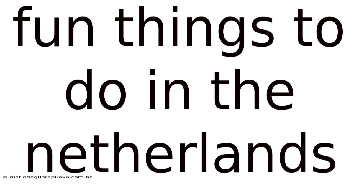 Fun Things To Do In The Netherlands