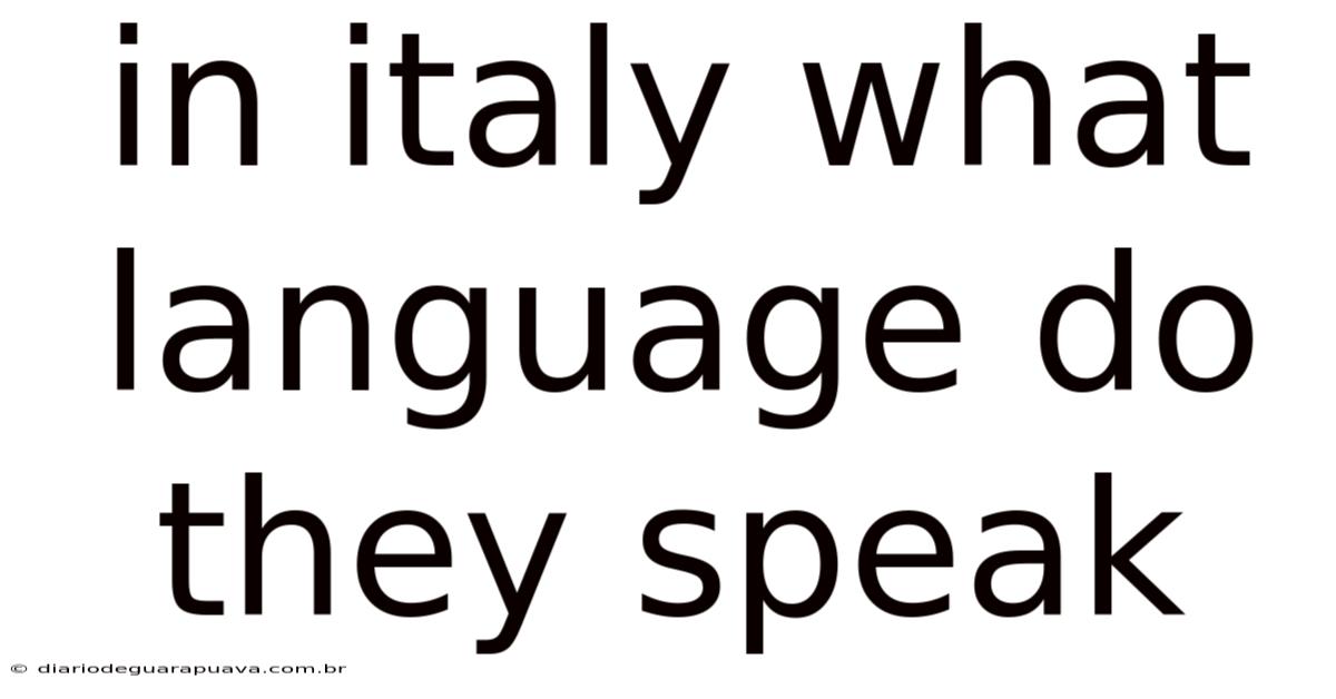 In Italy What Language Do They Speak