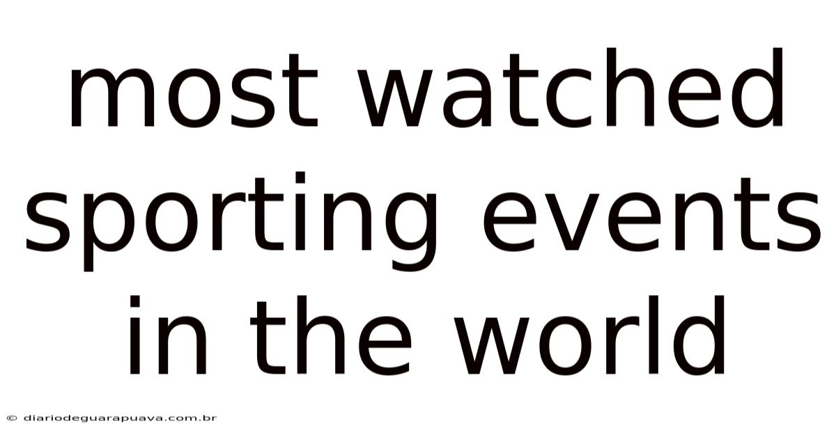 Most Watched Sporting Events In The World
