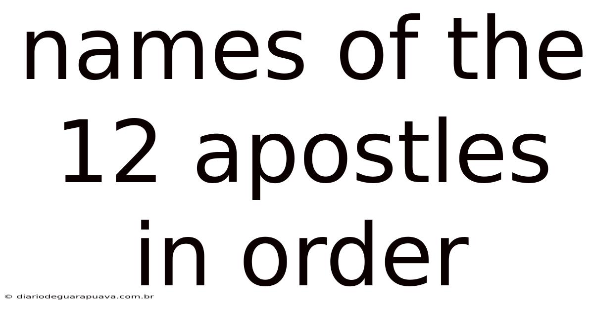 Names Of The 12 Apostles In Order