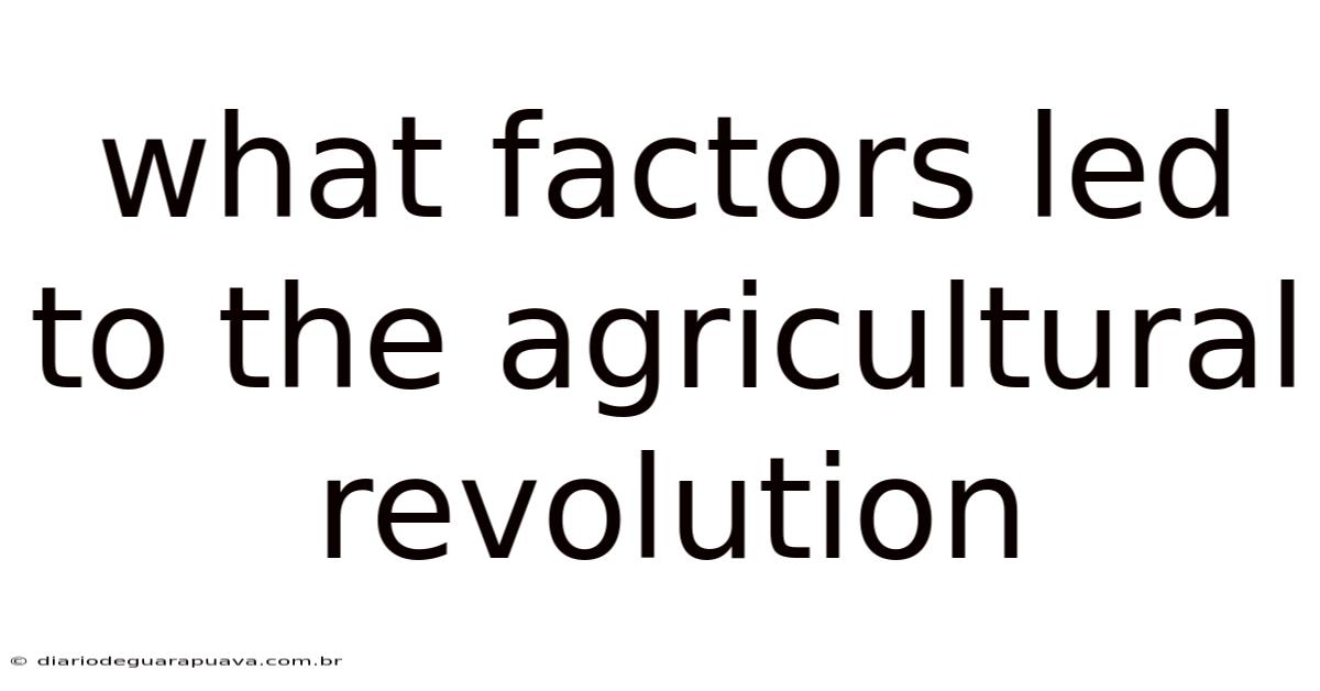 What Factors Led To The Agricultural Revolution