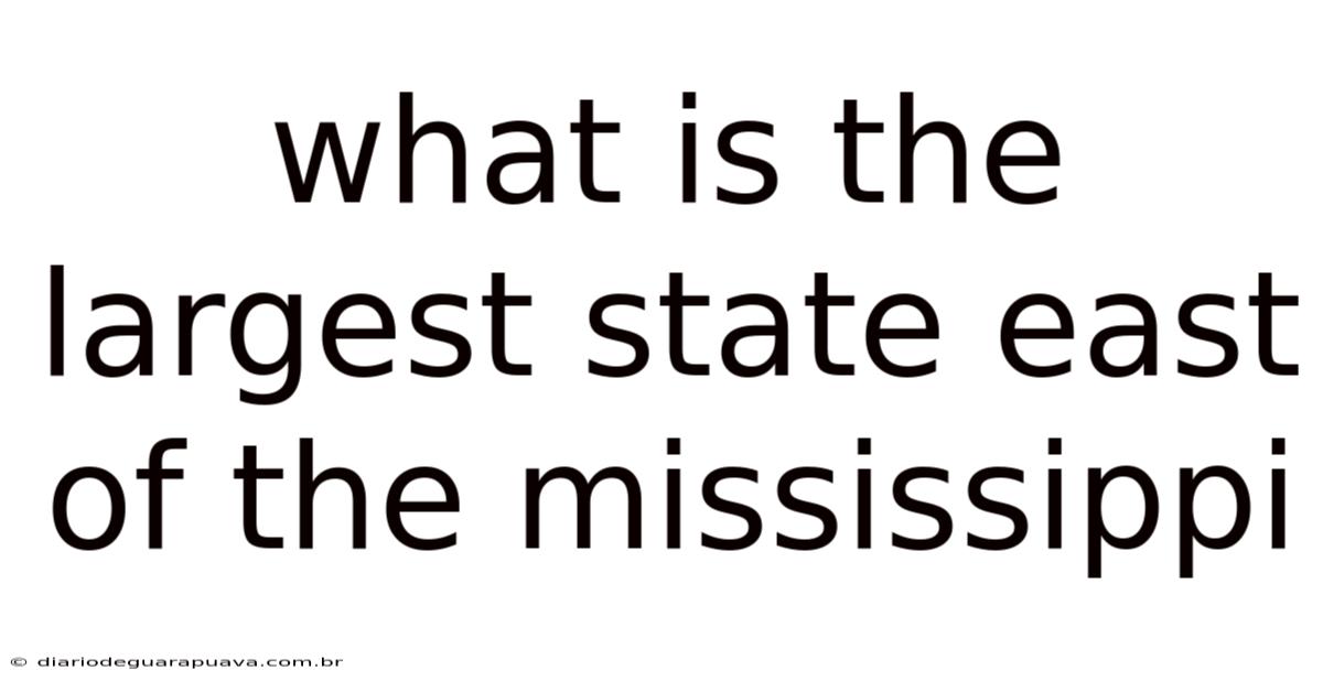 What Is The Largest State East Of The Mississippi