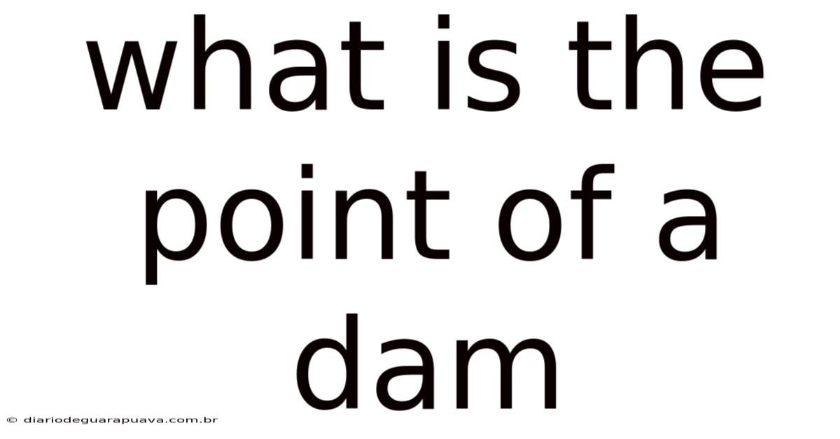 What Is The Point Of A Dam