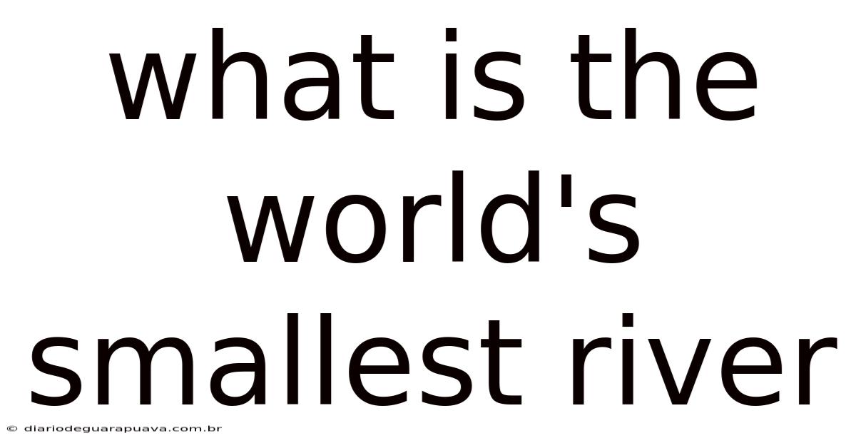 What Is The World's Smallest River