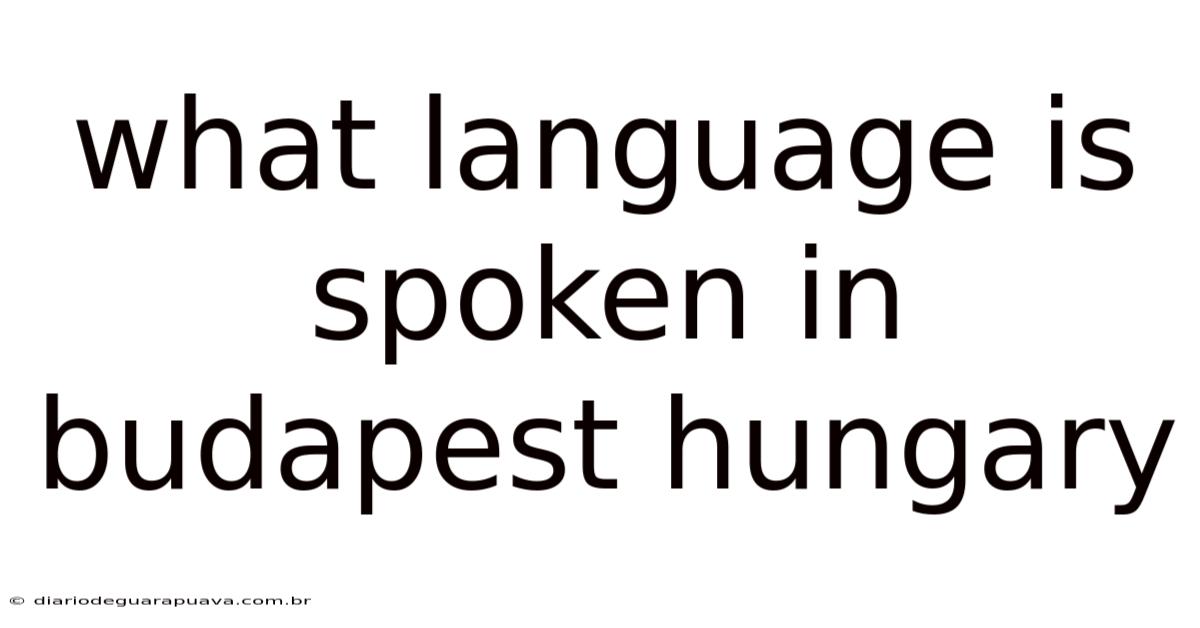 What Language Is Spoken In Budapest Hungary