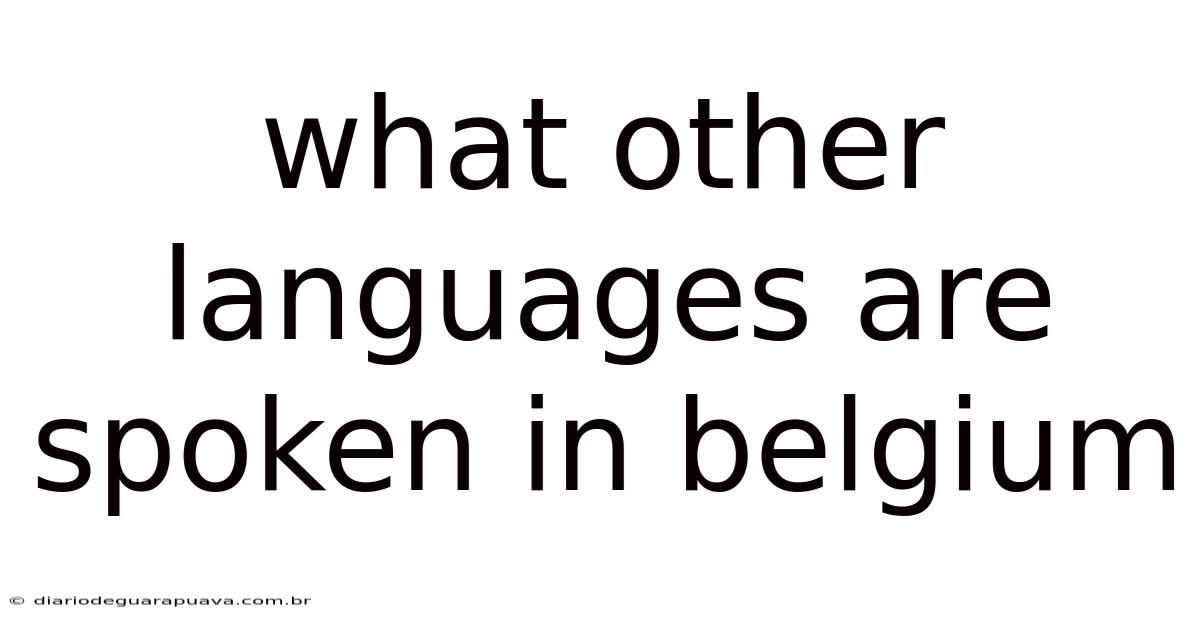 What Other Languages Are Spoken In Belgium