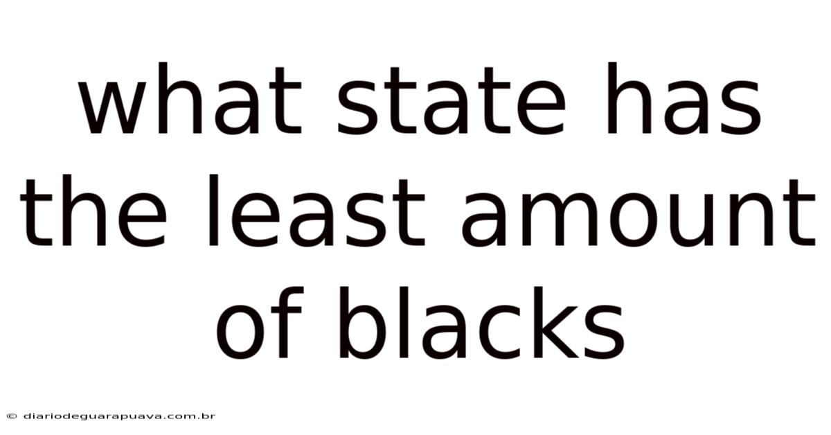 What State Has The Least Amount Of Blacks
