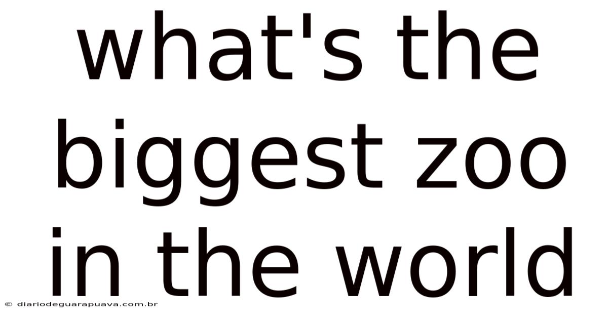 What's The Biggest Zoo In The World