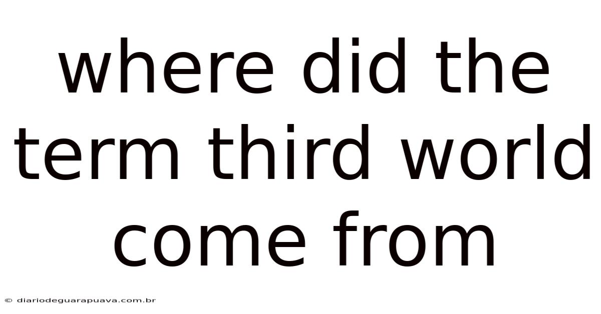 Where Did The Term Third World Come From