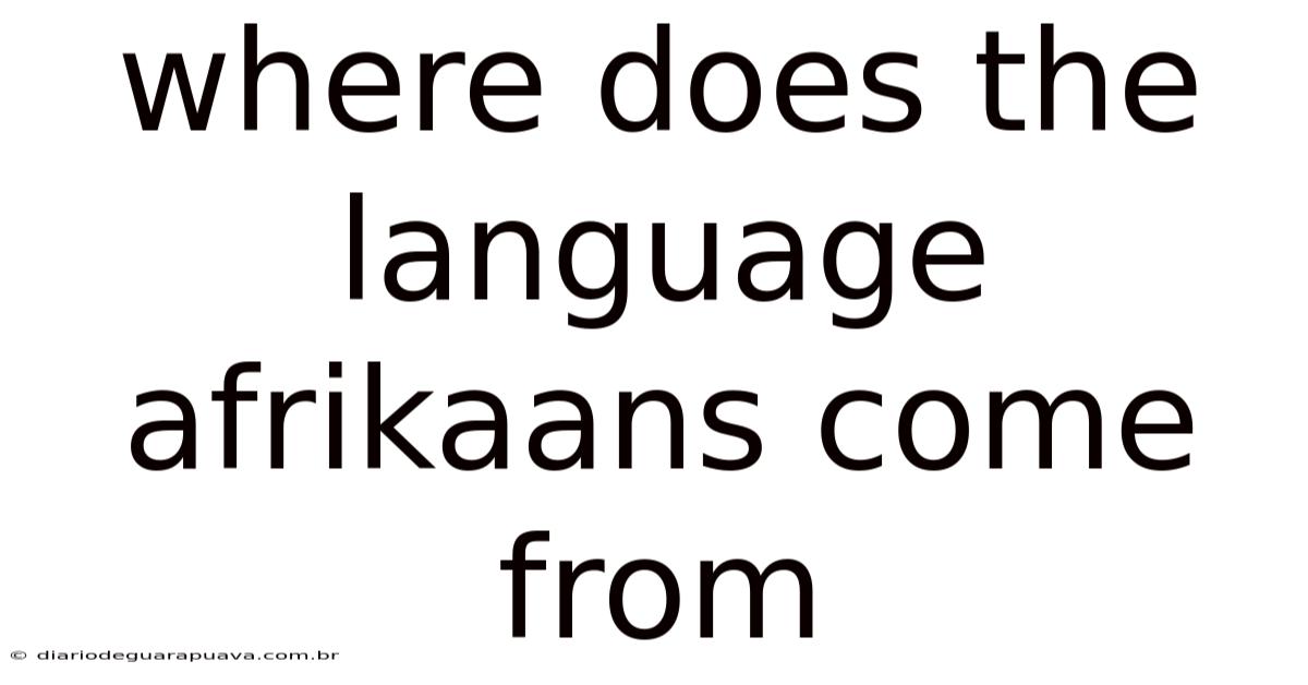 Where Does The Language Afrikaans Come From